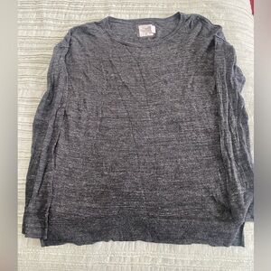 H&M L.O.G.G. Charcoal Gray Lightweight Linen Blend Sweater Women’s Large